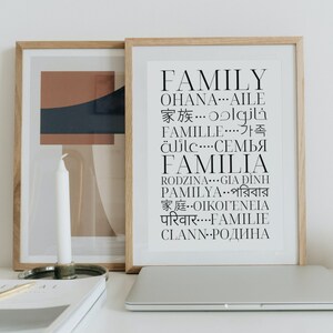 Cartel familiar en diferentes idiomas - Arte multilingüe - Decoración de pared imprimible - Impresión tipográfica - Descarga instantánea imagen 7