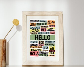 Multilingual Hello Poster – Language Wall Art (Digital Download)