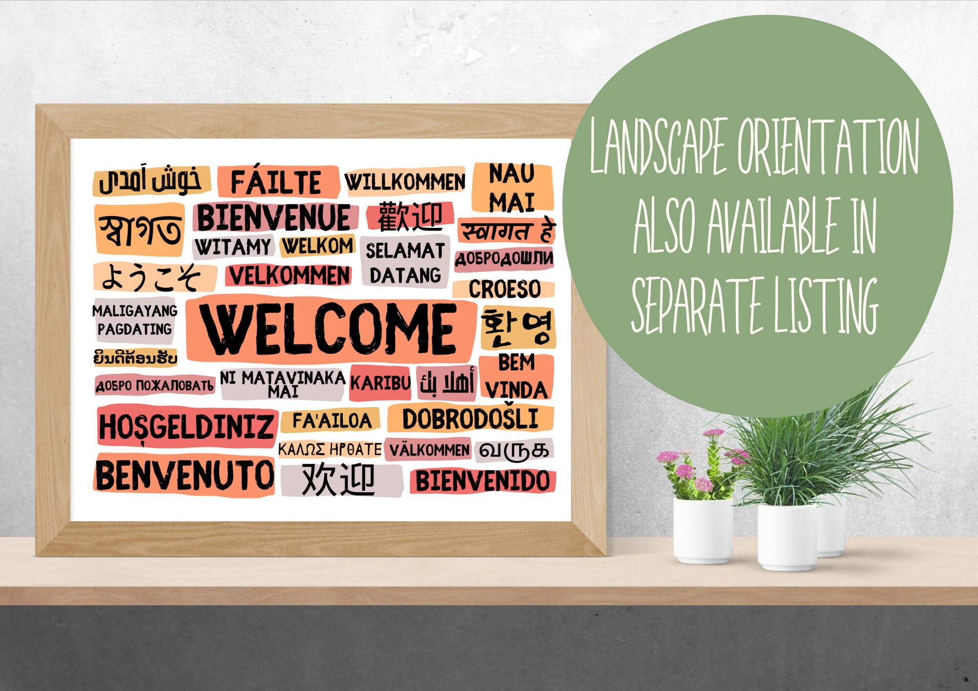 Welcome Poster in Different Languages Portrait Warm Colours Instant ...