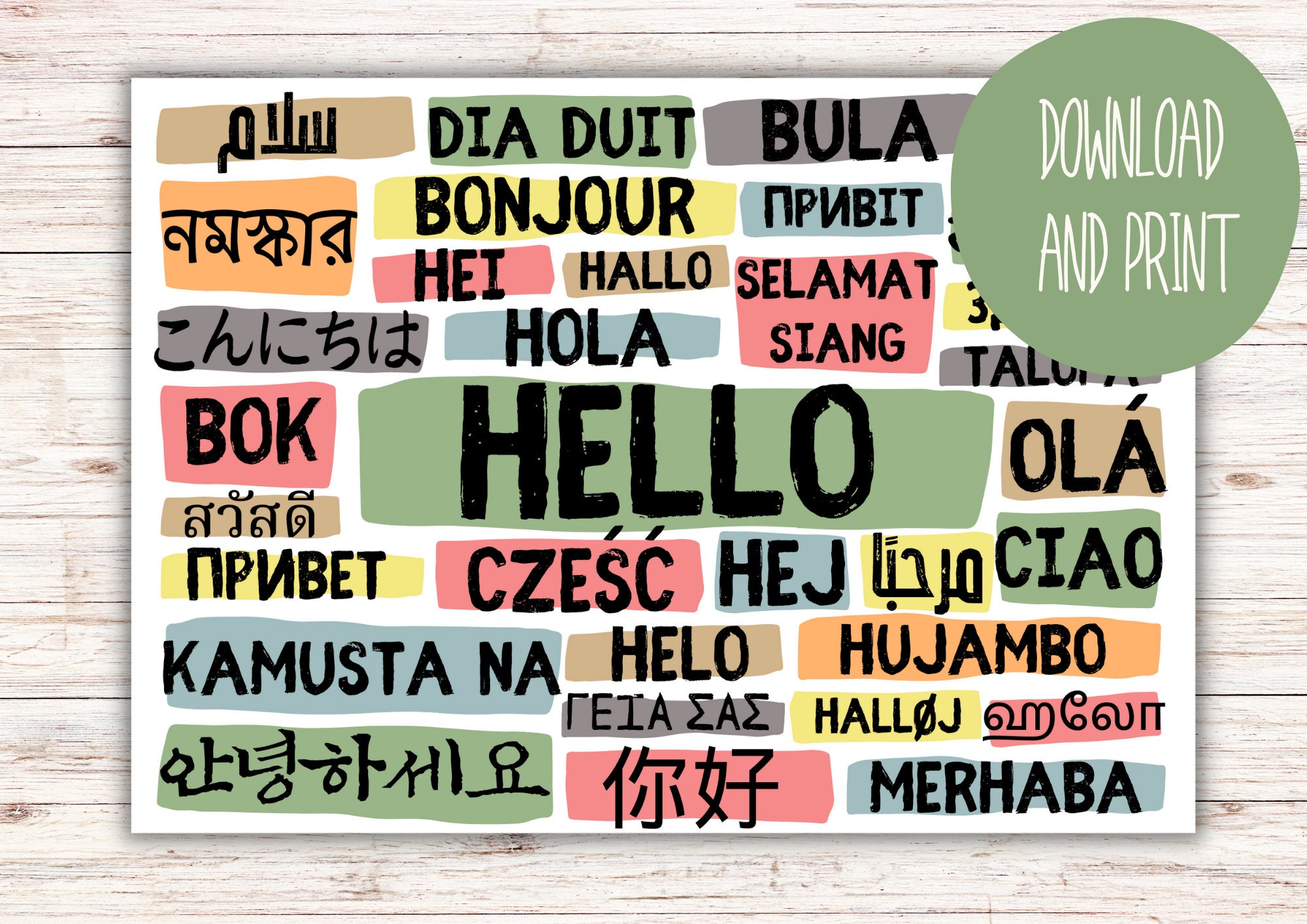 Hello In Many Languages Poster