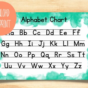 Printable Alphabet Chart, Calm Watercolours, ABC Chart, Handwriting ...
