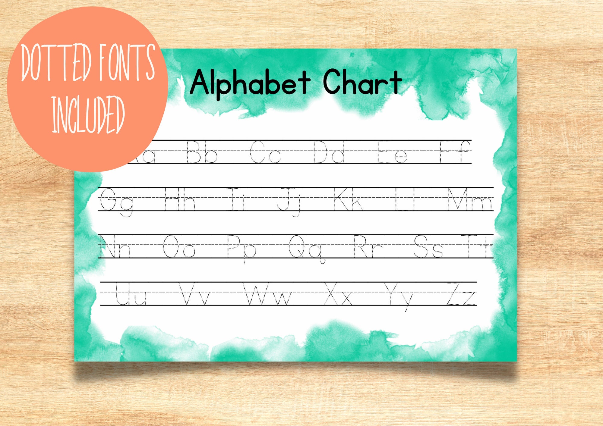 Printable Alphabet Chart, Calm Watercolours, ABC Chart, Handwriting ...