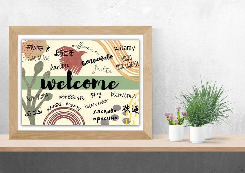 Welcome Poster in Different Languages - Landscape Printable - Instant ...