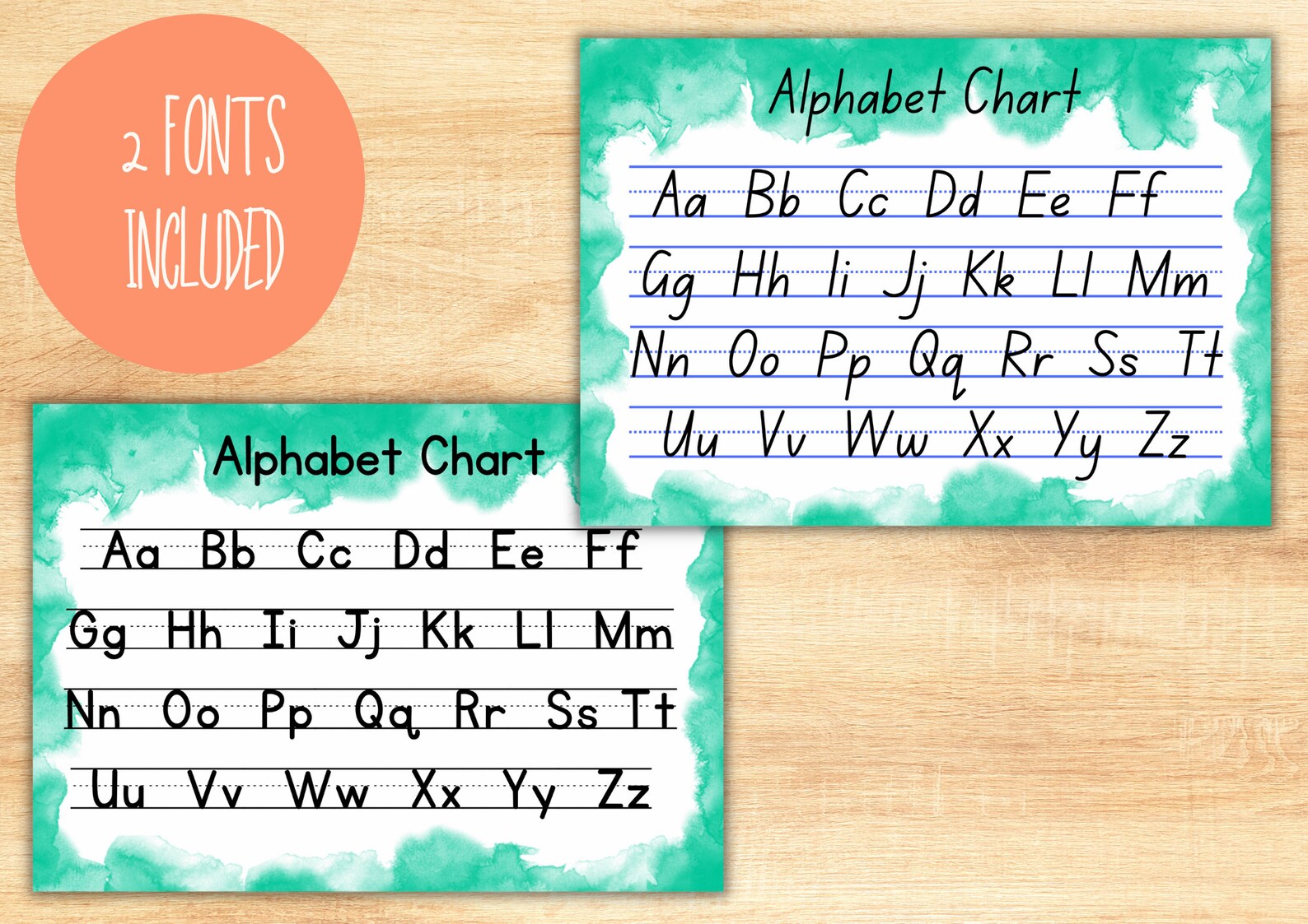 Printable Alphabet Chart, Calm Watercolours, ABC Chart, Handwriting ...