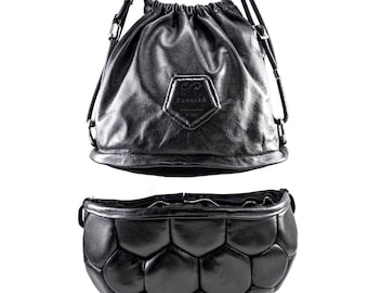 Divisible backpack black leather