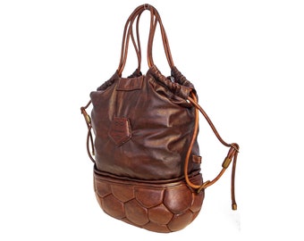 Divisible backpack bag brown leather