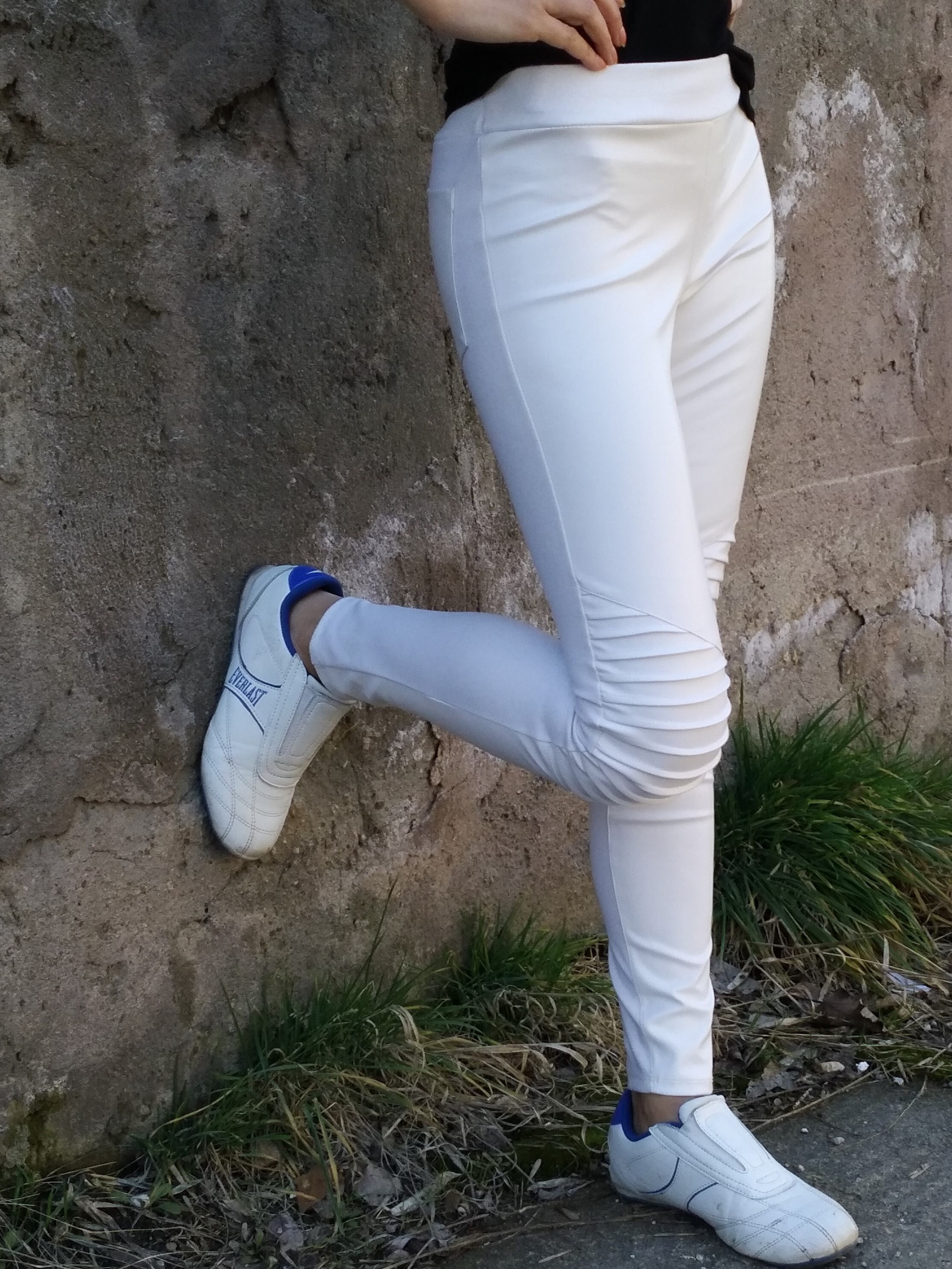 ivory faux leather leggings