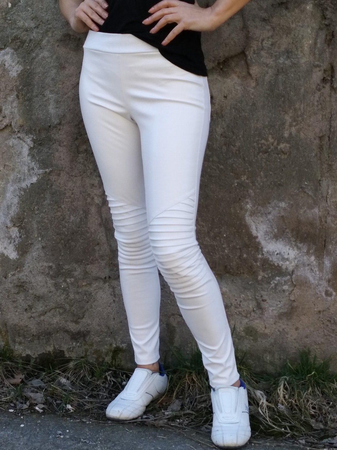 Ivory Faux Leather Leggings Sexy Eco Leather White Fitted - Etsy