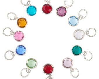 Birthstone Charm Preciosa Silver Plated - One silver plated charm with sterling silver jump ring