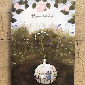 Feliz cumpleaños / Tarjeta de felicitación / Ilustración 100 % ecológica