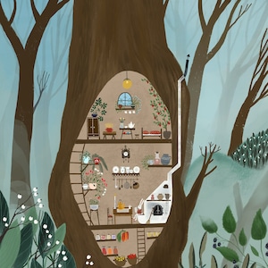 Bunny treehouse / fine art print
