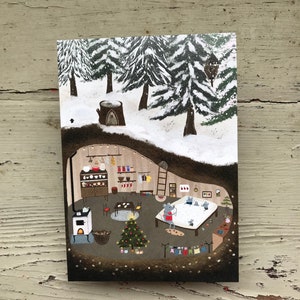 Maus Familie Weihnachtskarte 100% umweltfreundliche Weihnachtsgrusskarte