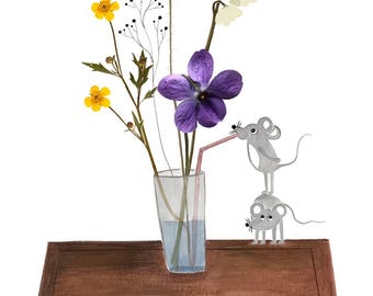 Besties / fine art print of my watercolour illustration