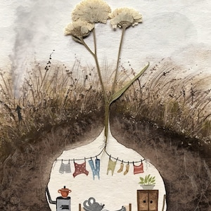 Wäsche gewaschen / Fine Art Print von meiner Aquarell Illustration