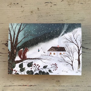 Eekhoorn in de boom / kerstkaart 100% milieuvriendelijk / winters tafereel / feestelijke wenskaart