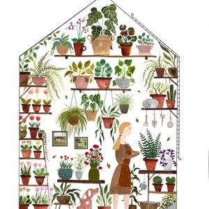 Greenhouse girl / fine art print / variations / houseplant illustration