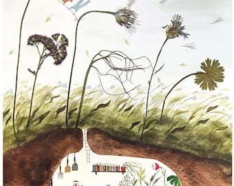 Windy days / fine art print of my illustration