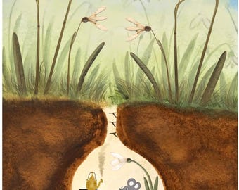 Snowdrop home  / fine art print of my watercolour illustration