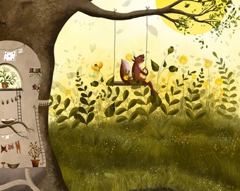 Long hot summer days / fine art print of my illustration