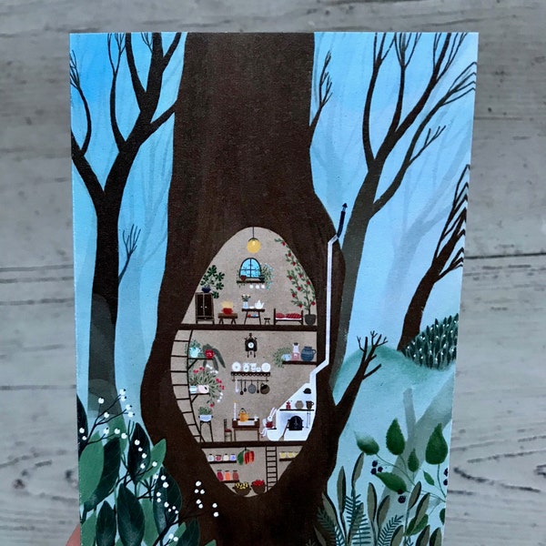 Bunny treehouse / ecofriendly card