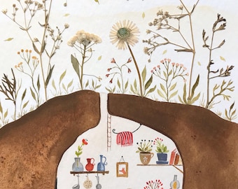 Sourdough lady / fine art print of my watercolour illustration