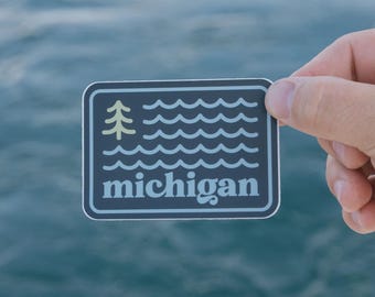 Waves & Woods Michigan Sticker
