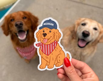 Michigan Golden Retriever Dog Sticker