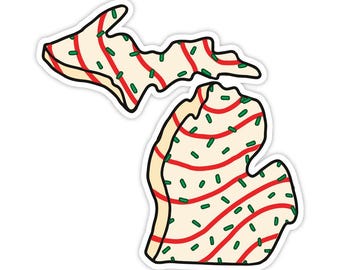 Michigan Holiday Cake Snack Sticker