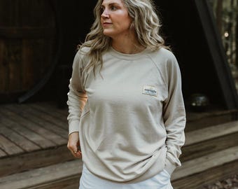 Lightweight Cream Michigan Patch Crewneck