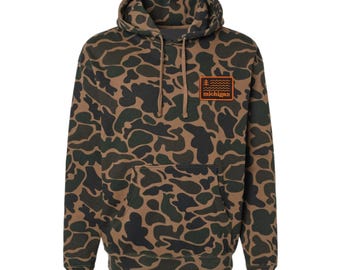 Waves & Woods Michigan Patch Camo Hoodie