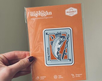 King Salmon Michigan Playing Card Magnet – Car Safe