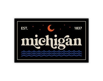 Retro Michigan Patch Sticker (Night)