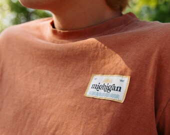 Burnt Orange Michigan Patch T-Shirt