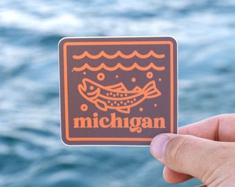 Retro Fish Michigan Sticker