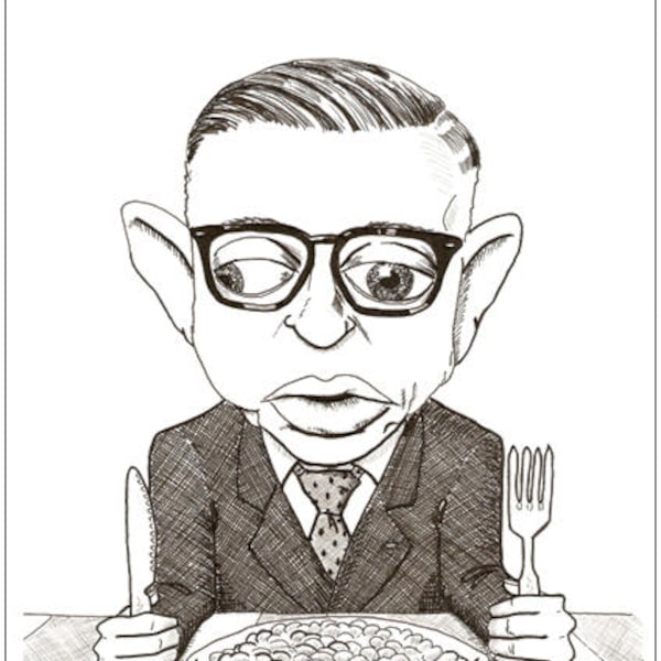 Carte de Voeux - Jean-Paul Sartre - Le Régime des Existentialistes par Frank Rooney