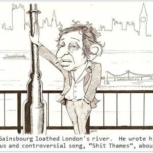 Grußkarte - Serge Gainssburg - Shit Thames Cartoon von Frank Rooney