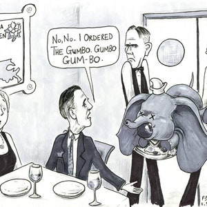 Dumbo Gumbo Restaurantwenskaart - Cartoon door elkaar gehaalde menu's