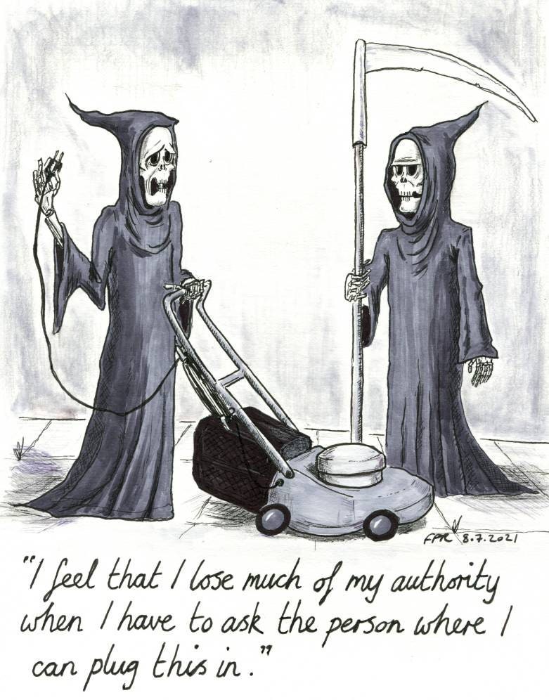Death With A Lawnmower Cartoon Greeting Card Grim Reaper - Etsy Death With A Lawnmower Cartoon Greeting Card Grim Reaper - Etsy