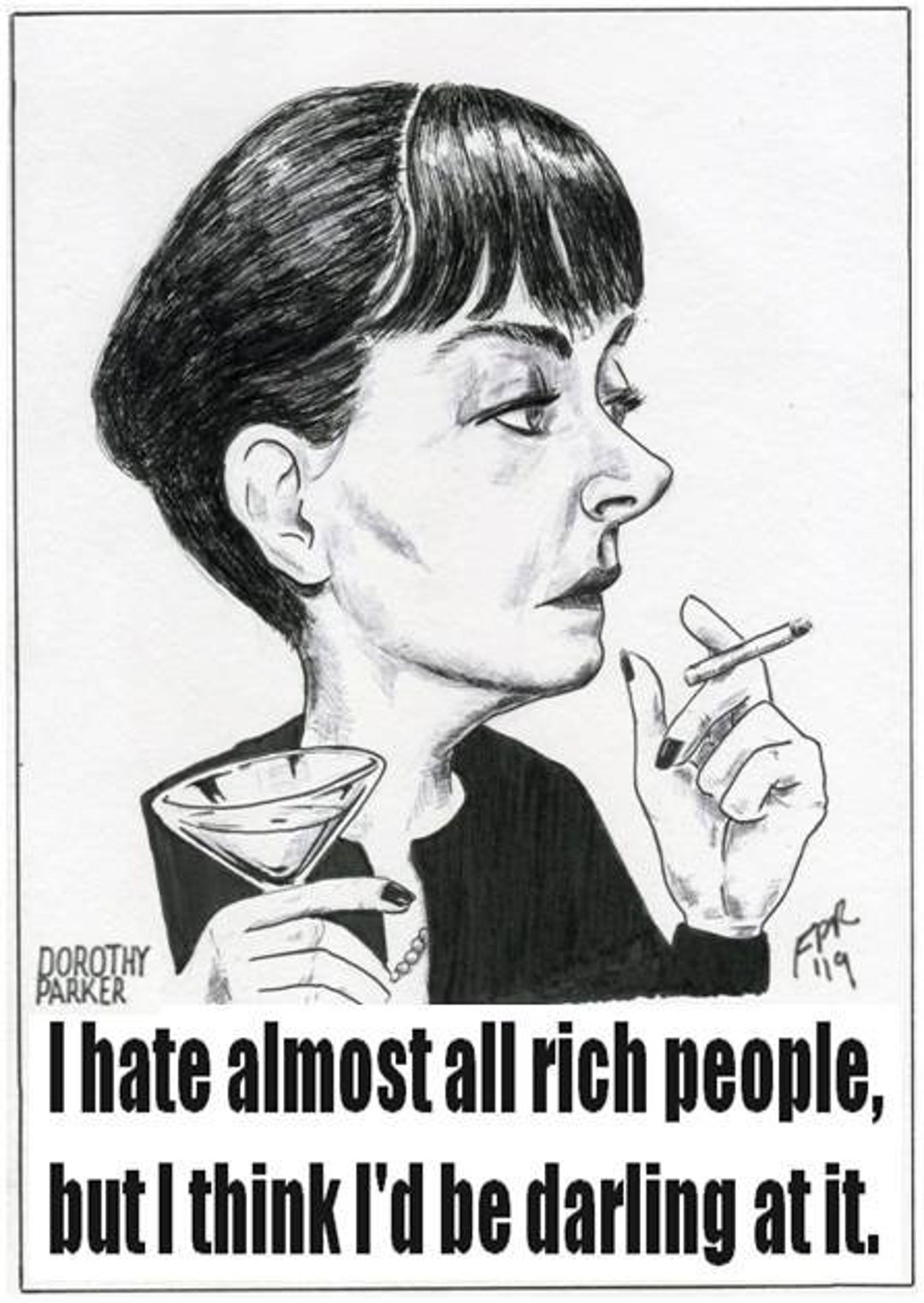 Dorothy Parker Caricature - Greeting Card