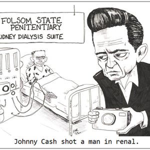 Cartão de felicitações - Desenho animado de Johnny Cash - Paródia de Folsom Prison Blues - por Frank Rooney