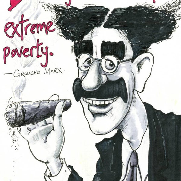 Groucho Marx Caricature - Greeting Card - Witty Quote