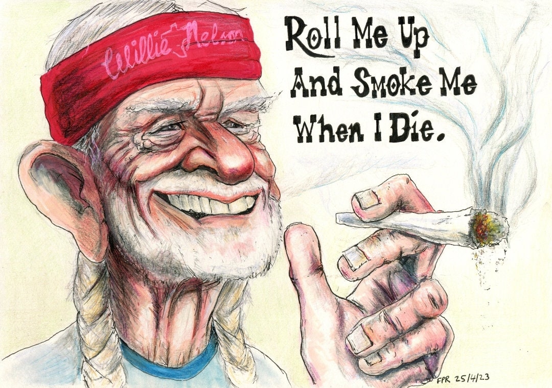 Willie Nelson Caricature Print - by Frank Rooney (signed)