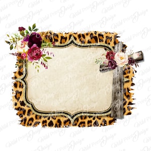 Cross Leopard Frame Clip Art, PNG, Instant Download for Sublimation Transfer, Digital Transfers Art,Clip Art Design
