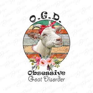 Clipart del disturbo ossessivo-compulsivo delle capre OPD, PNG di maiali, grafica di design a sublimazione, download istantaneo, trasferimento stampabile, design di clip art, stampa DTG