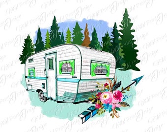 Clipart de camping, PNG, descarga instantánea para transferencia por sublimación, arte de transferencia digital, regalos para taza de niño