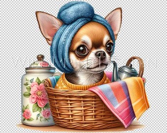 Perro chihuahua con fondo transparente, archivo PNG, regalo para mamá, descarga instantánea, transferencia por sublimación, diseño de clip art
