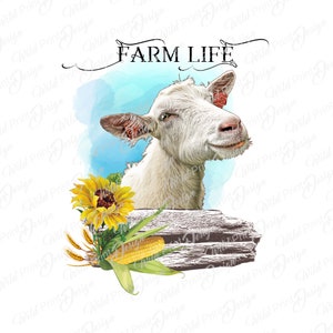 Clipart Farm Life Goat 3, Capra PNG, Download immediato, Grafica a sublimazione, Trasferimento a sublimazione, Design Clip Art, Stampa Dtg