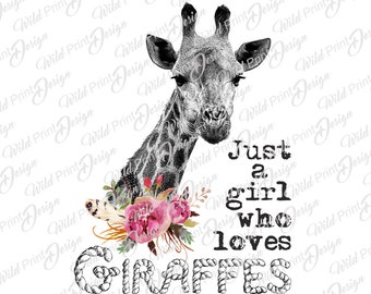 Solo una chica que ama las jirafas Clipart PNG, Diseño de sublimación Gráficos, Descarga instantánea, Transferencia imprimible, Diseño de clip art, Impresión DTG