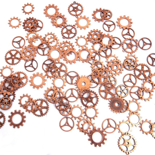 100 engrenages rouages steampunk cuivre  grand lot montre mécanisme gears