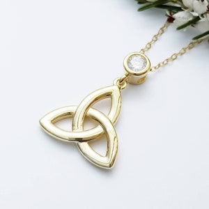 Celtic Trinity knot pendant, gold plated celtic necklace made in Ireland, Silver celtic pendant